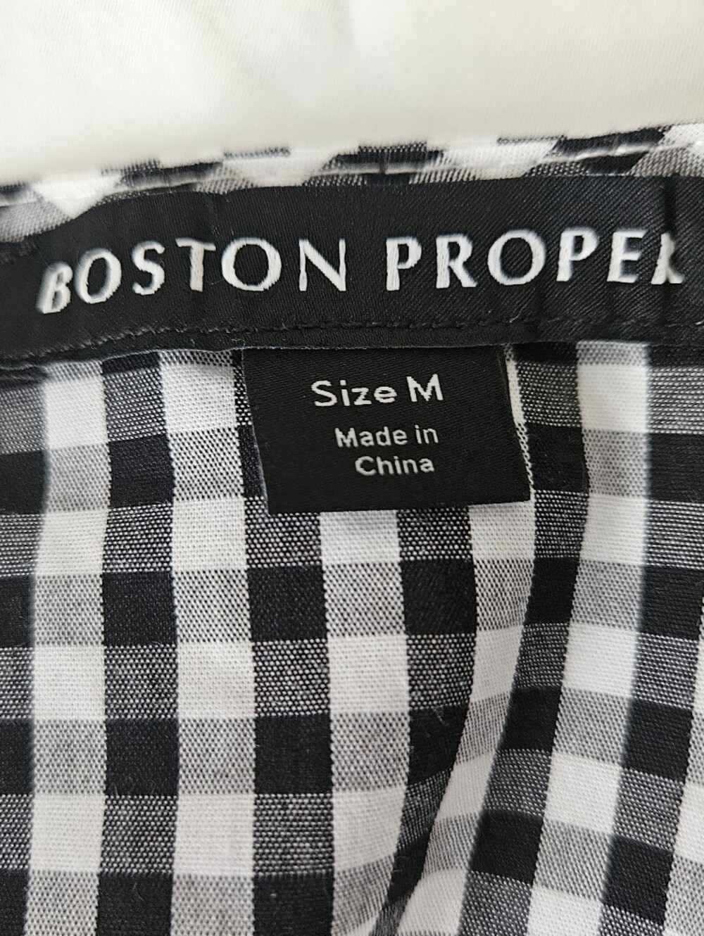BOSTON PROPER Black & White Gingham Cold Shoulder Button Up Top | SZ M - Picture 8 of 10